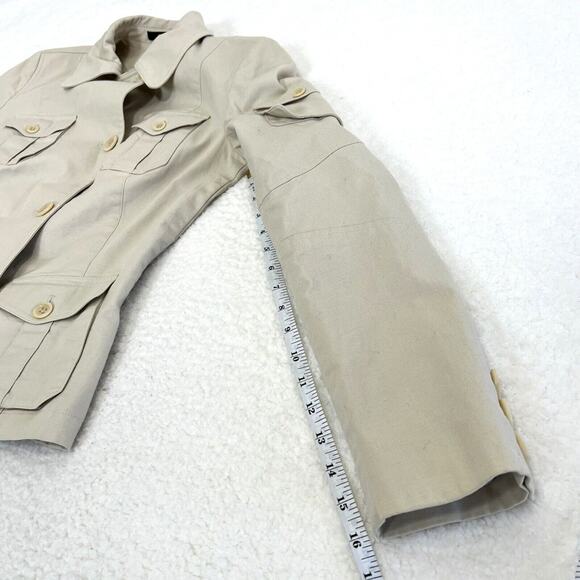 Express Jacket Women's Collared Utility Button Front Cotton Blend Beige Size 10 - Picture 5 of 9